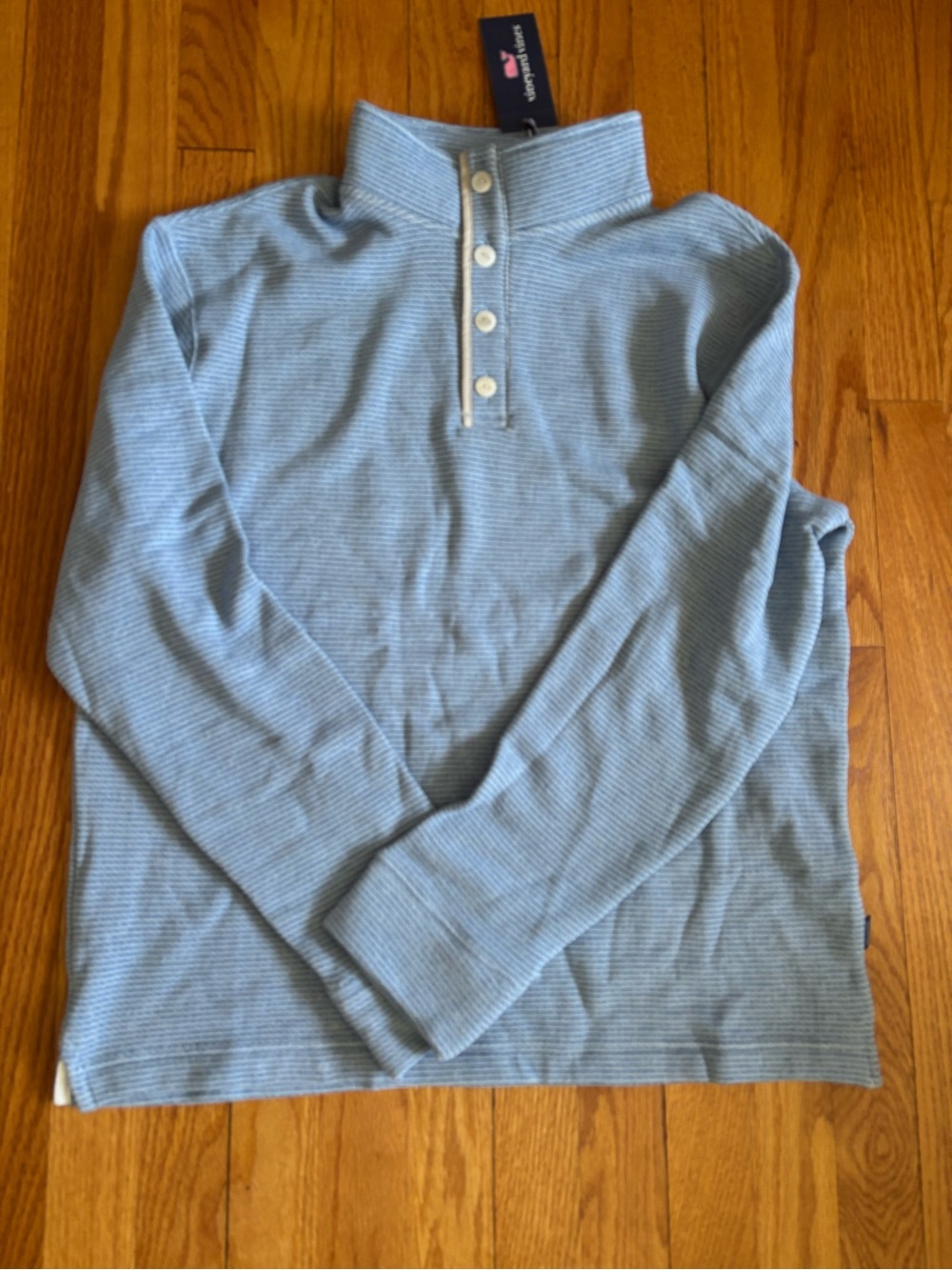 Men's Vineyard Vines  Blue Quarter-Button Mock Neck Sweater